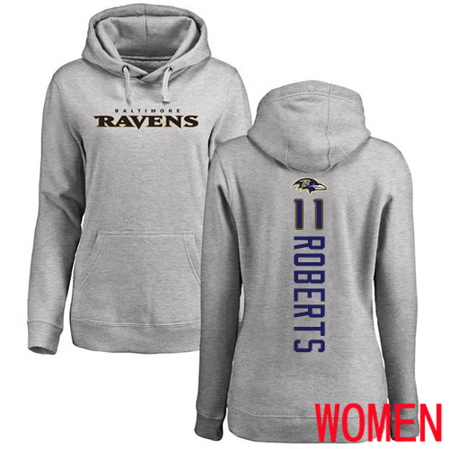 Baltimore Ravens Ash Women Seth Roberts Backer NFL Football #11 Pullover Hoodie Sweatshirt